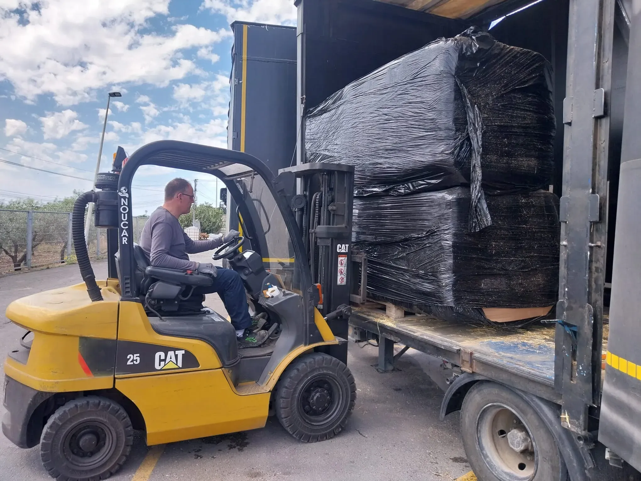 Komplette LKW-Ladung mit Heu- und Futterballen versandbereit